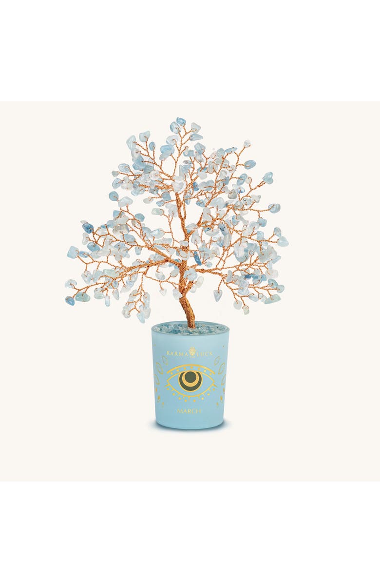 Karma and Luck Aquamarine Feng Shui Crystal Tree March Birthstone Joyful Radiance, Main, color, Light Blue