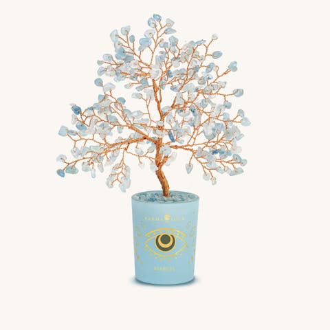 Aquamarine Feng Shui Crystal Tree March Birthstone Joyful Radiance