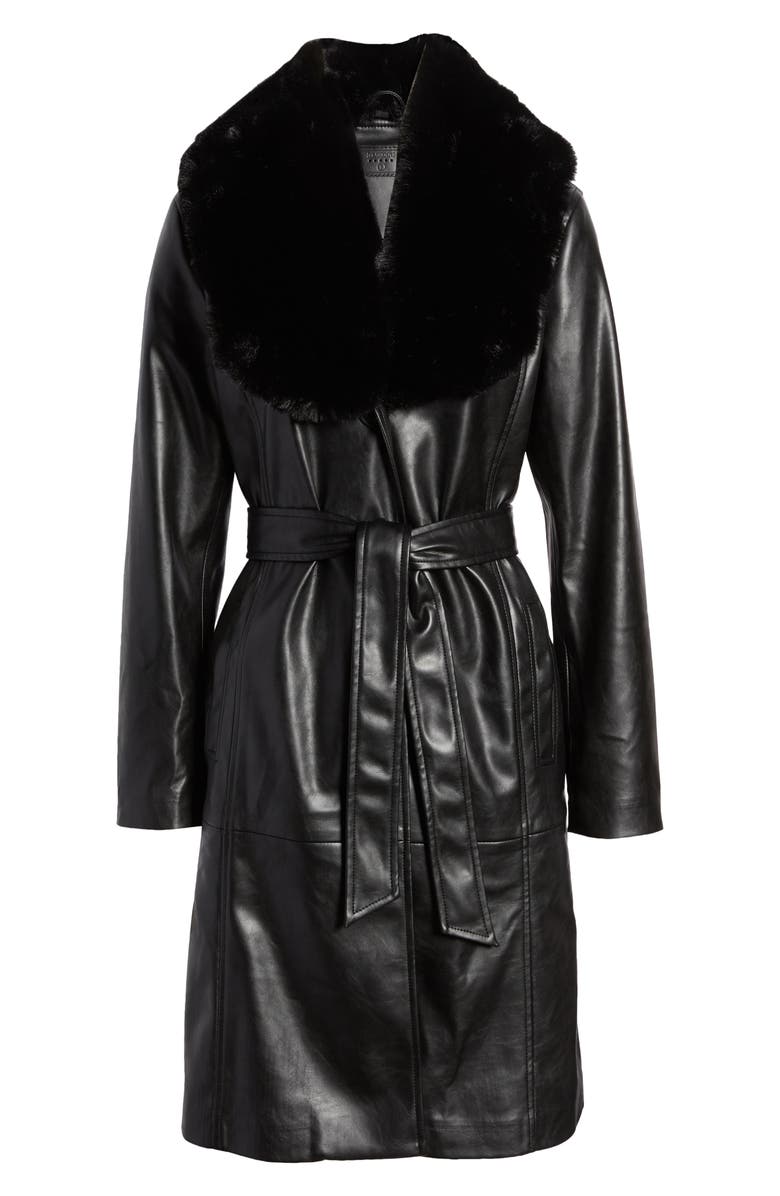 BLANKNYC Faux Fur Shawl Collar Trench Coat, Alternate, color, 