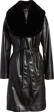 BLANKNYC Faux Fur Shawl Collar Trench Coat
