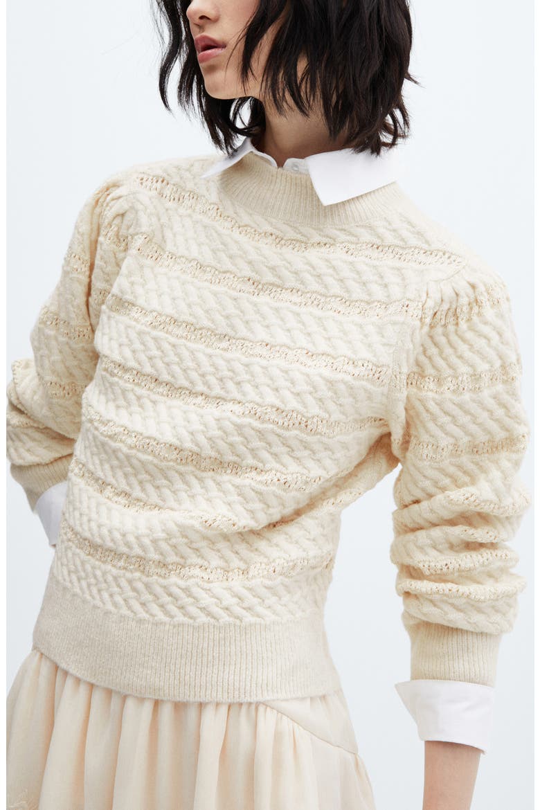 Mixed Stitch Mock Neck Sweater, Alternate, color, ECRU