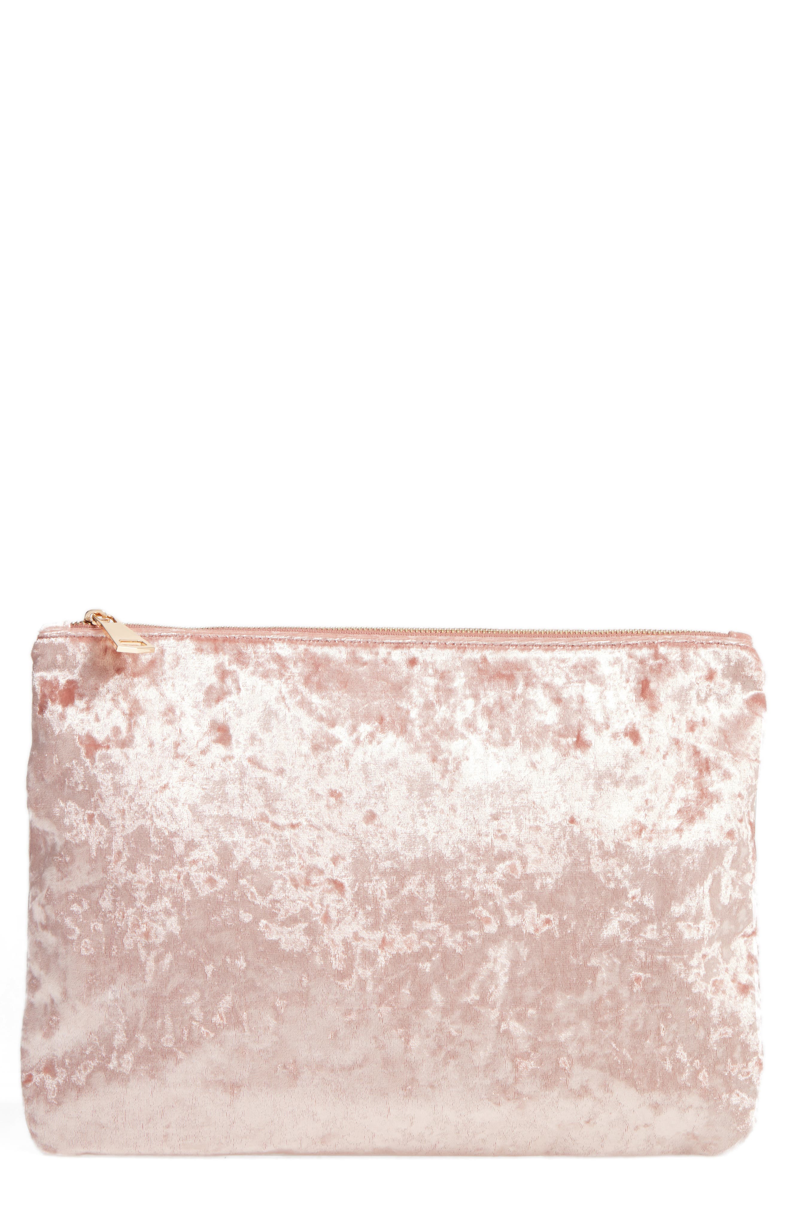 Velvet Clutch, Main, color, BLUSH