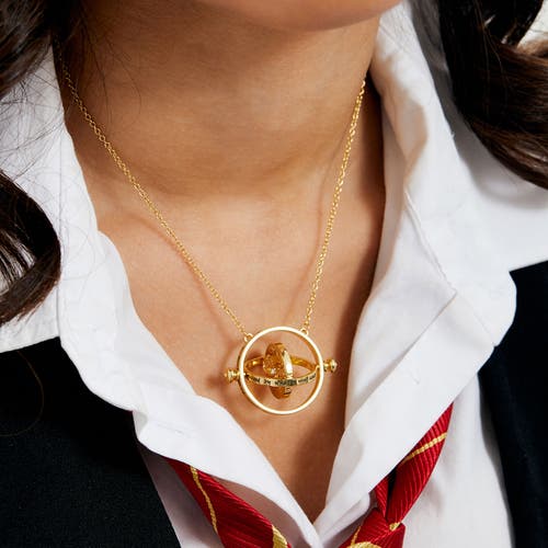Harry Potter Hermione Time Travel Magical Hourglass Rotating Necklace, 22" In Gold