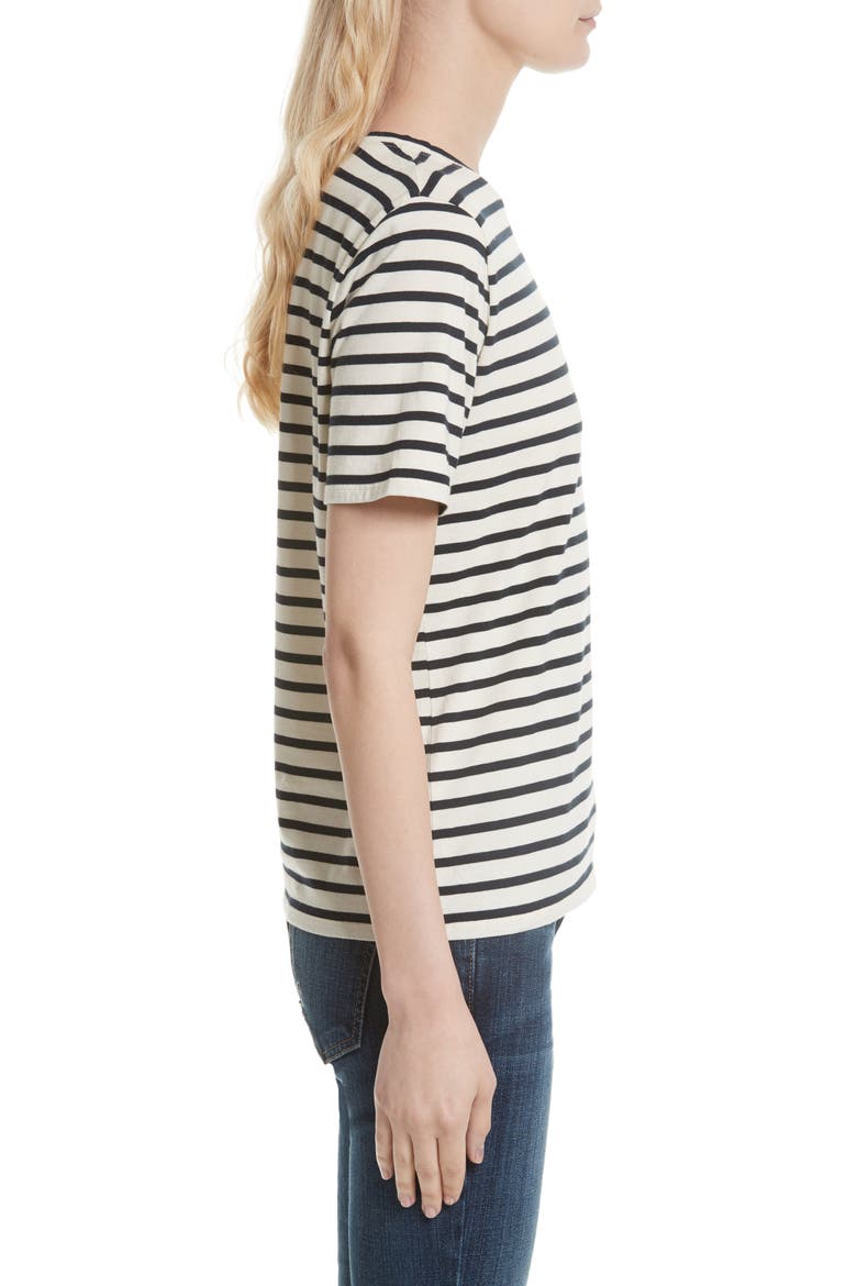 The Modern Stripe Cotton Tee, Alternate, color, CREAM/ NAVY