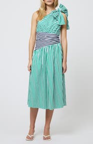 French Connection Alexis Mixed Stripe One-Shoulder Cotton Dress
