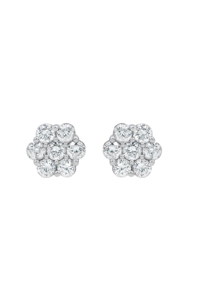 Grace 14K White Gold Flower Cluster Diamond Unisex Earrings - 1.49 Ct, Alternate, color, 14K White Gold