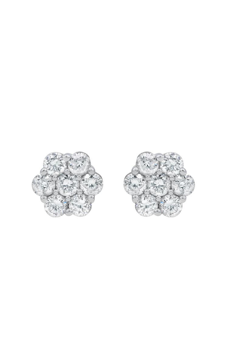 LuvMyJewelry Grace 14K White Gold Flower Cluster Diamond Unisex Earrings - 1.49 Ct, Alternate, color, 