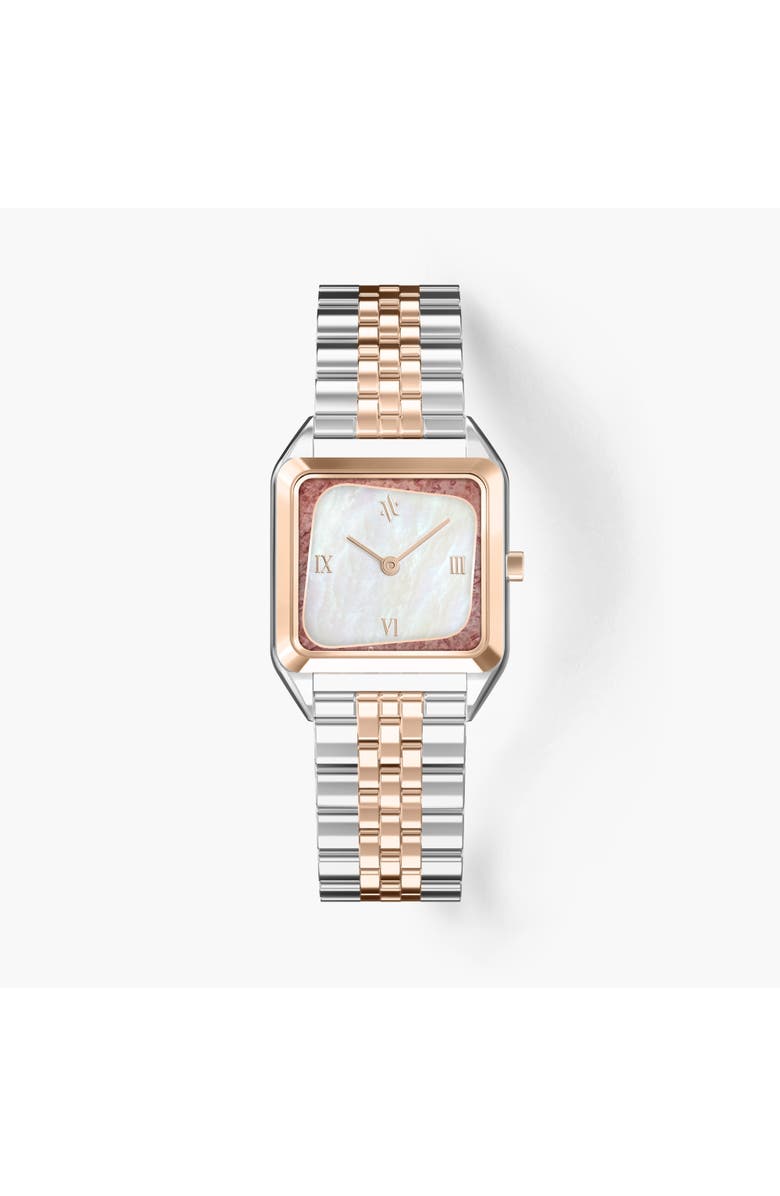 VANNA Geminus Double-Gemstone Watch, Main, color, White Pearl/Quartz-Two Tone