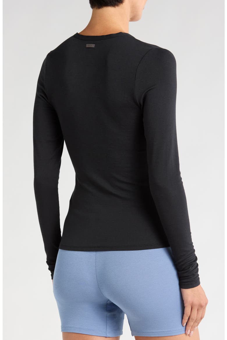 Stretch Modal V-Neck Henley, Alternate, color, IMMERSED BLACK