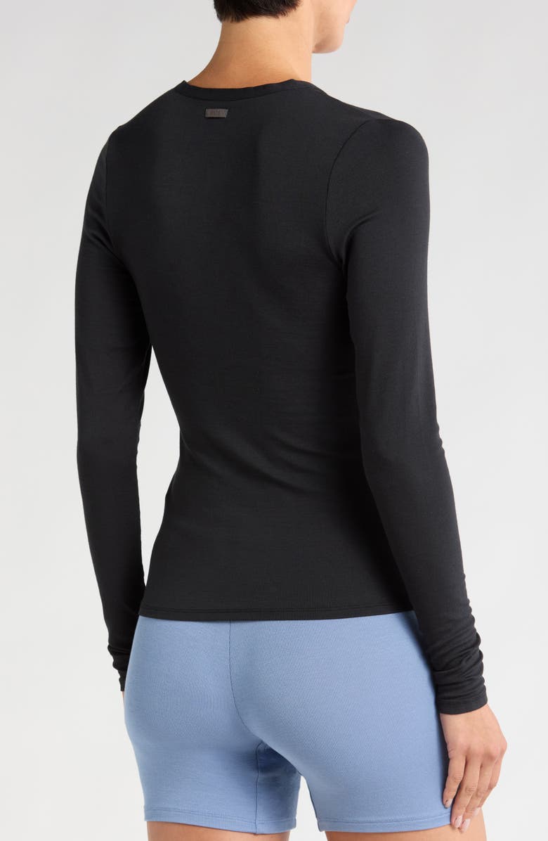 Lunya Stretch Modal V-Neck Henley, Alternate, color, Immersed Black