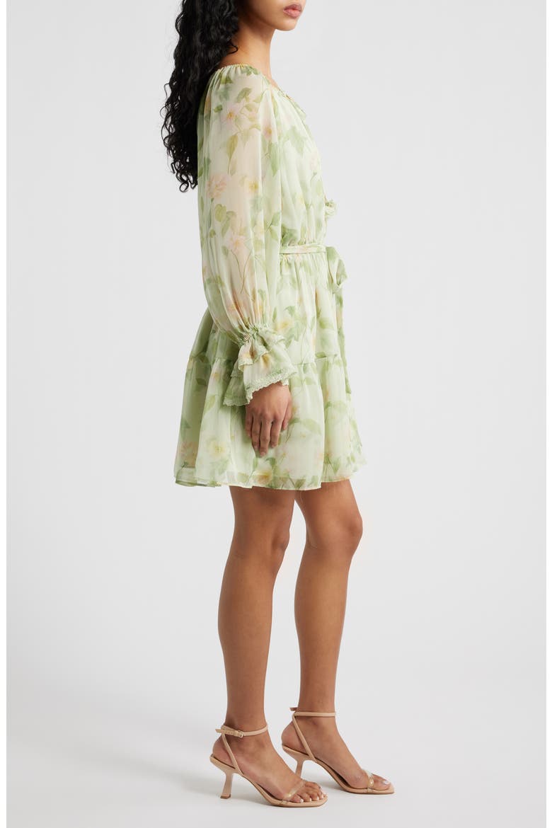 Paloma Floral Print Long Sleeve Minidress, Alternate, color, SAGE PINK YELLOW