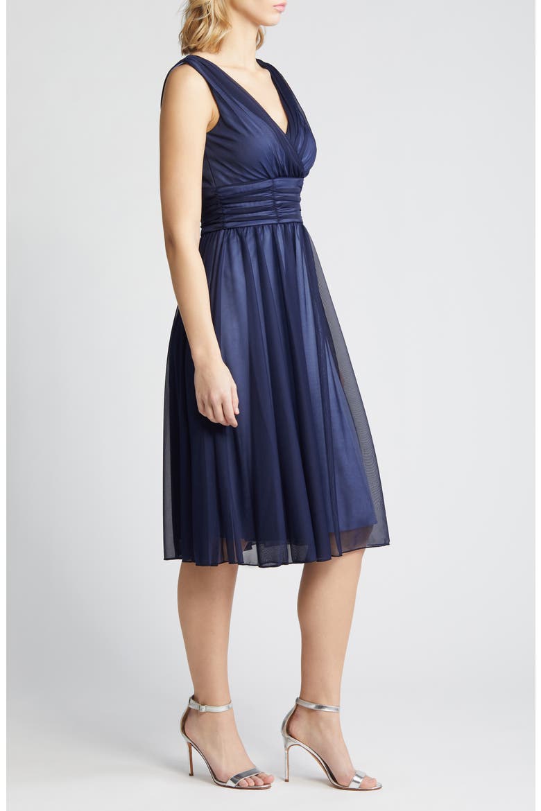 Chiffon Overlay Fit & Flare Dress, Alternate, color, NAVY/ SLATE