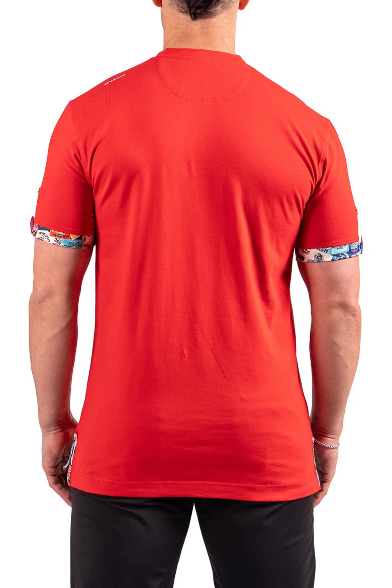 Vivaldi Scarlet Red V-Neck Cotton T-Shirt, Alternate, color, RED