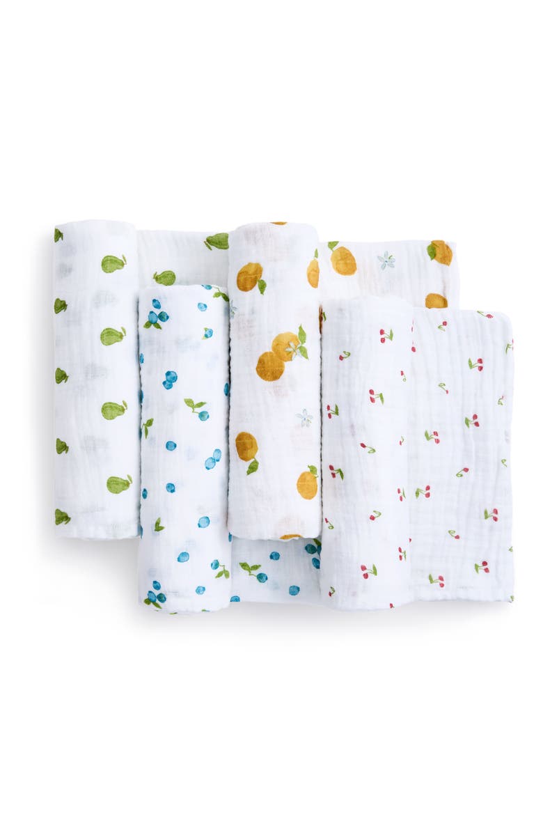 aden + anais 4-Pack 100% Organic Cotton Muslin Swaddles, Alternate, color, Fresh Fruit