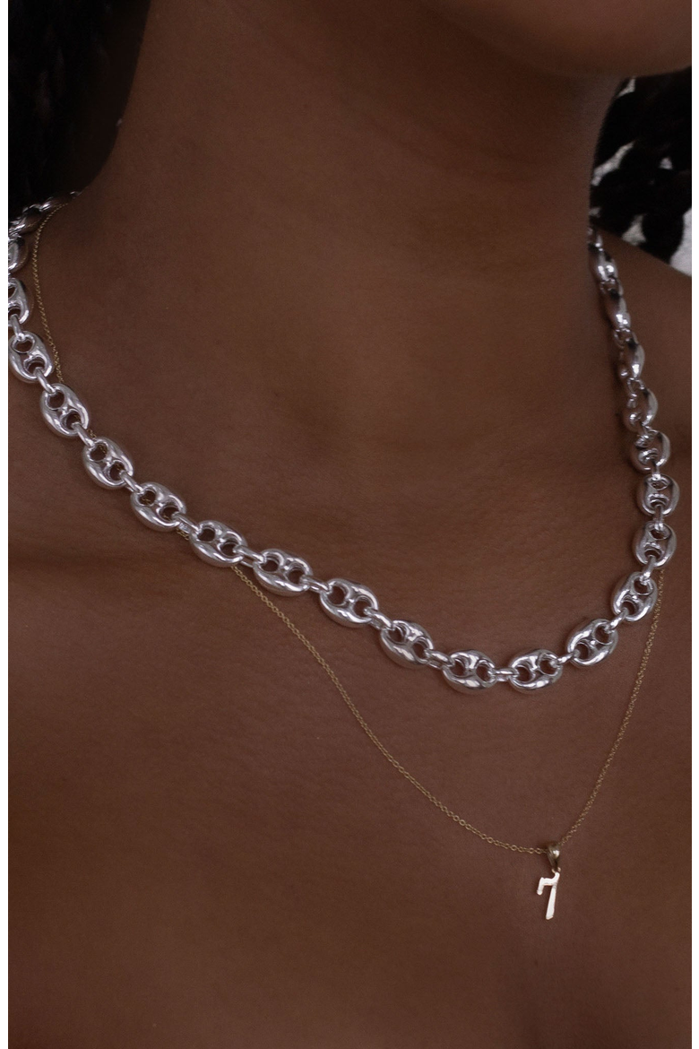 Puffed Mariner Chain Necklace, Alternate, color, Silver