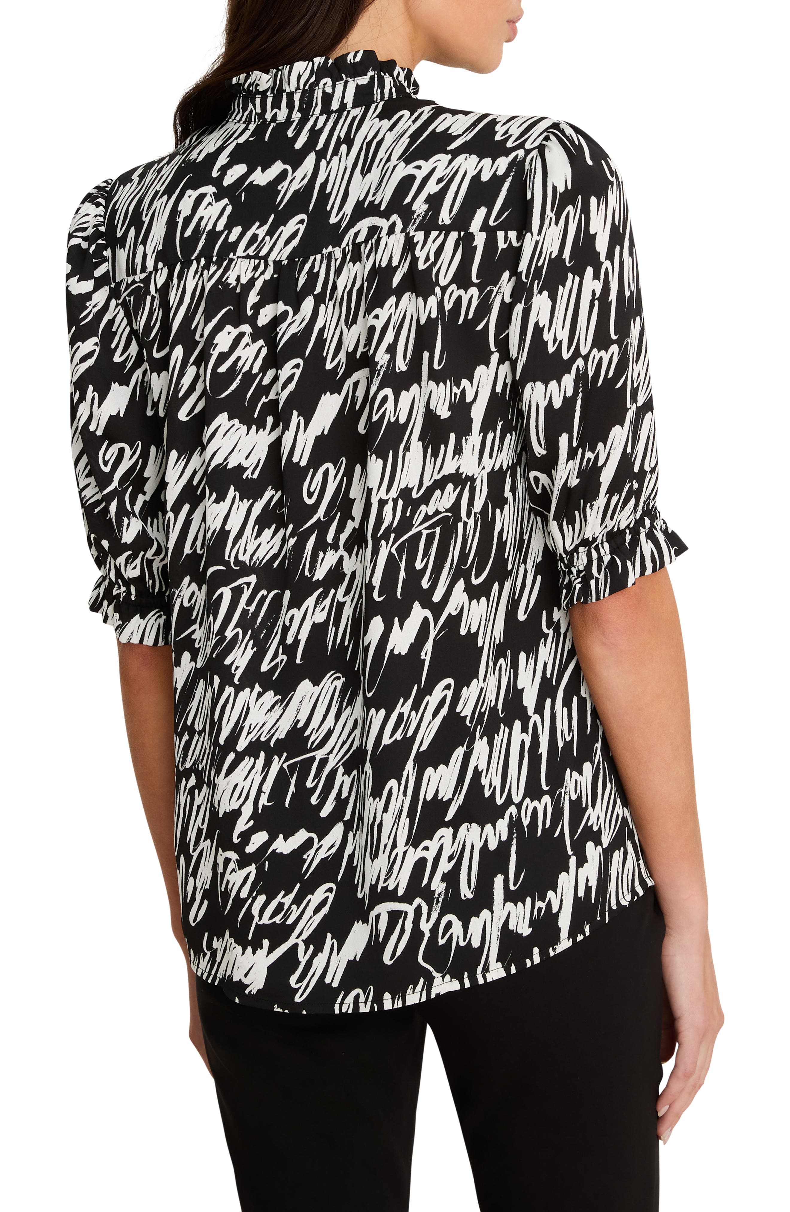 Cursive Print Chiffon Top - image 2