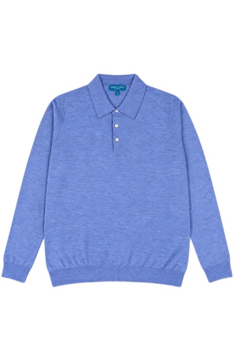 Henson Wool Silk Fine Gauge Jersey Long Sleeve Polo