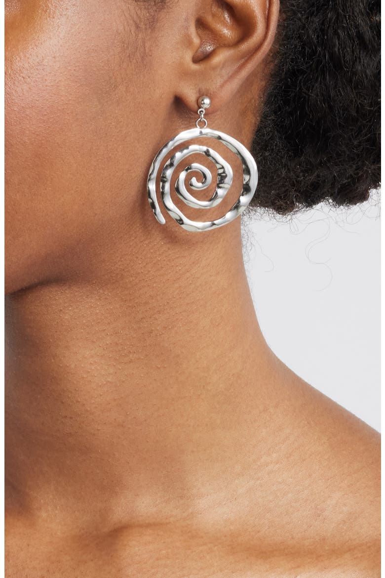 Swirl Drop Earrings, Alternate, color, SILVER