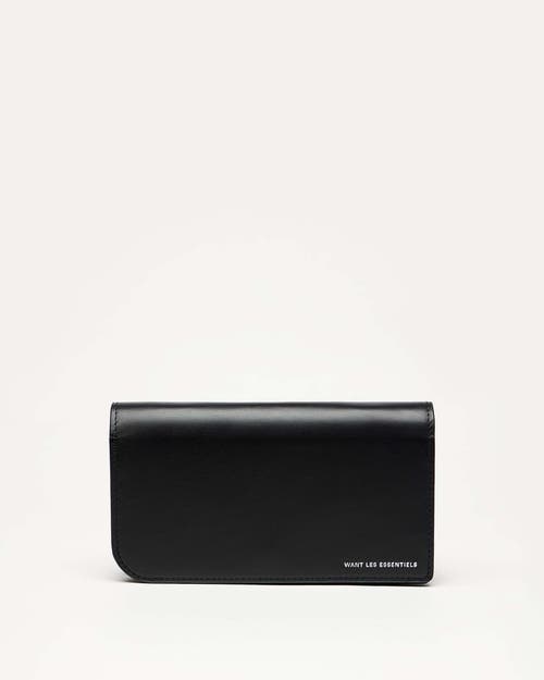 Shop Want Les Essentiels De La Vie Want Les Essentiels Arch Smooth Leather Wallet On Strap In Black