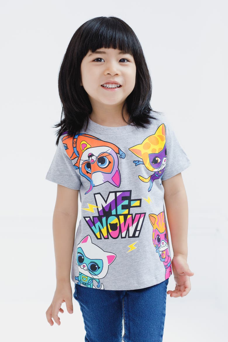 Super Kitties 2-Pack Short Sleeve T-Shirts, Alternate, color, SuperKitties Pink Grey