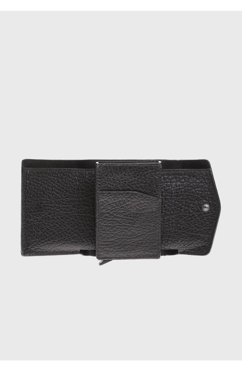 Furniq UK Genuine Leather Venous Pattern Snap Closure Wallet and Card Holder, Alternate, color, Black