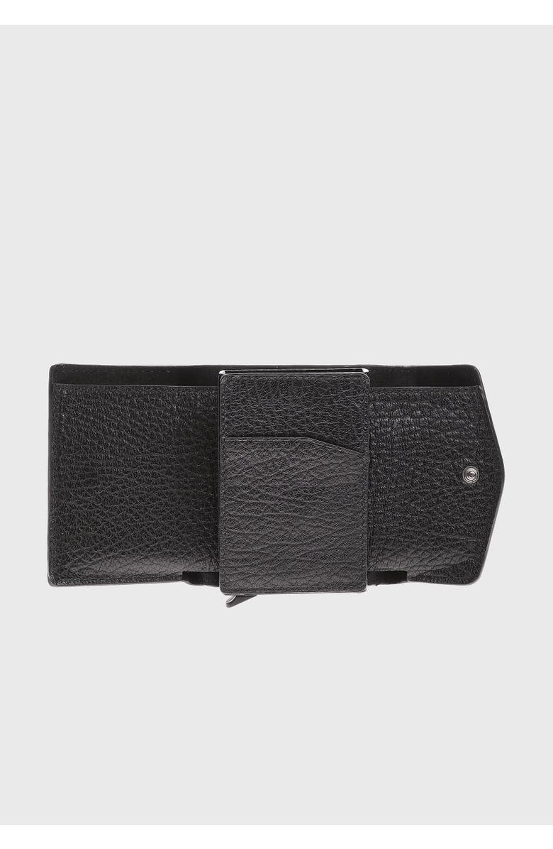 Furniq UK Genuine Leather Venous Pattern Snap Closure Wallet and Card Holder, Alternate, color, Black