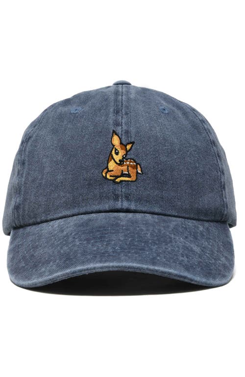 Dalix Fawn Embroidered Outdoor Cap In Washed Navy Blue