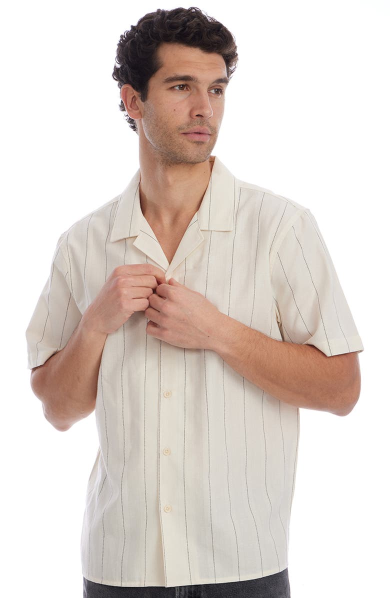 PX Pinstripe Stitch Camp Shirt, Alternate, color, Cream