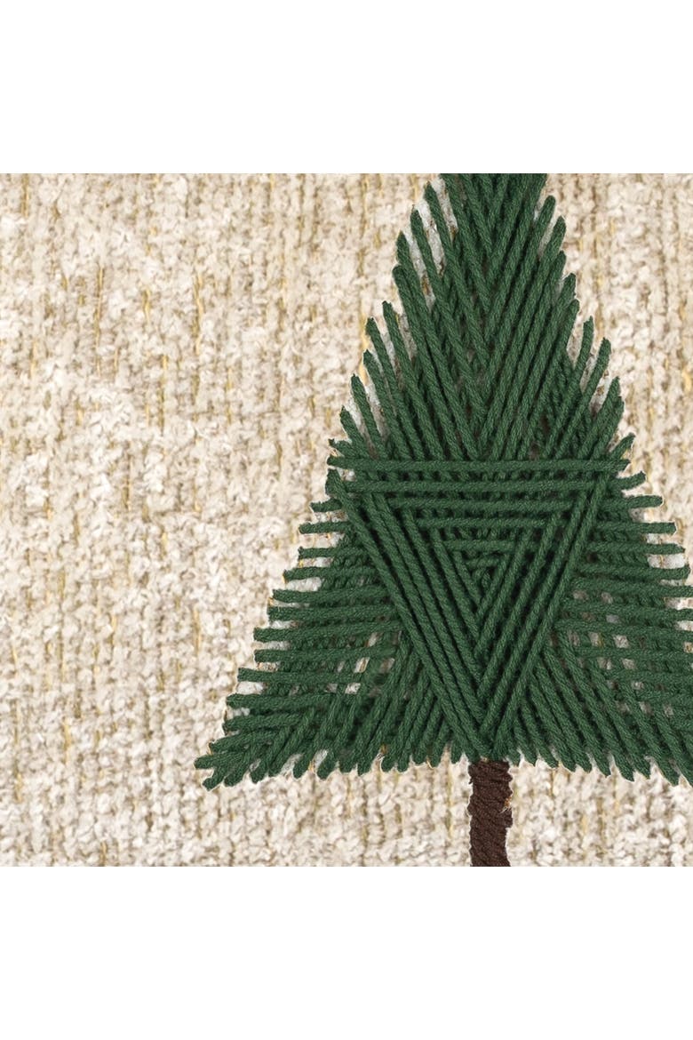 Douglas Fir Hand Stitched Dimensional Indoor & Outdoor Woven Accent Pillow & Insert, Alternate, color, Beige