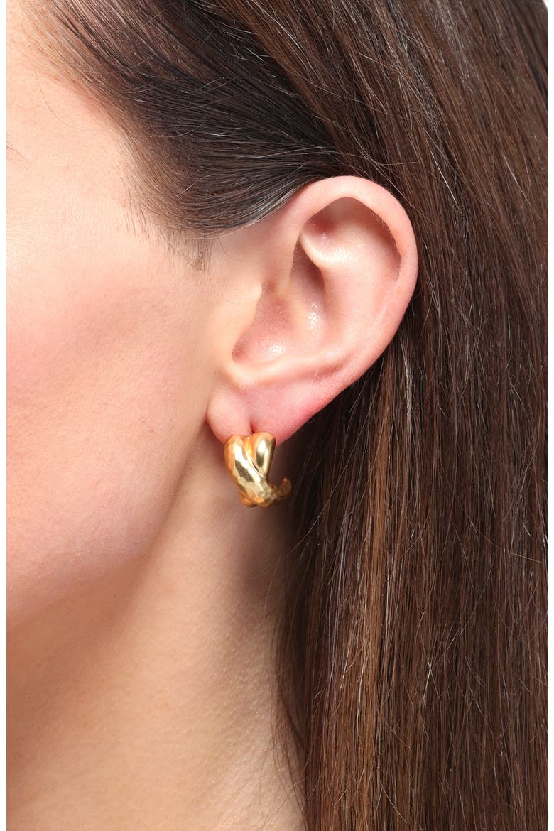Crisscross Mini Hoop Earrings, Alternate, color, GOLD