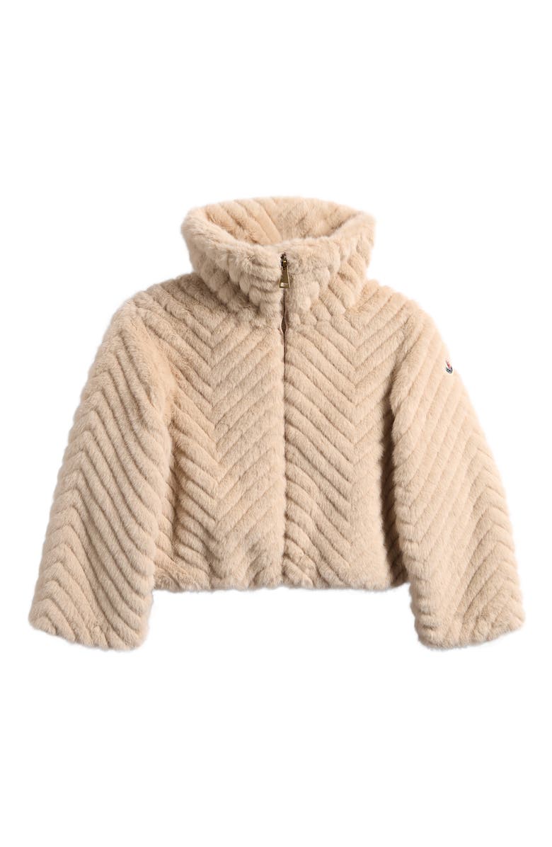 Moncler Kids' Eira Faux Fur Jacket, Main, color, Soft Beige