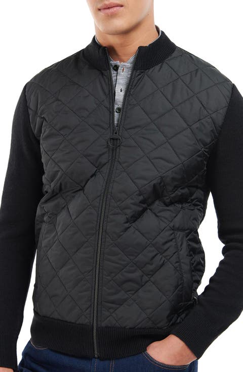Essential Diamond Quilt Contrast Zip Sweater