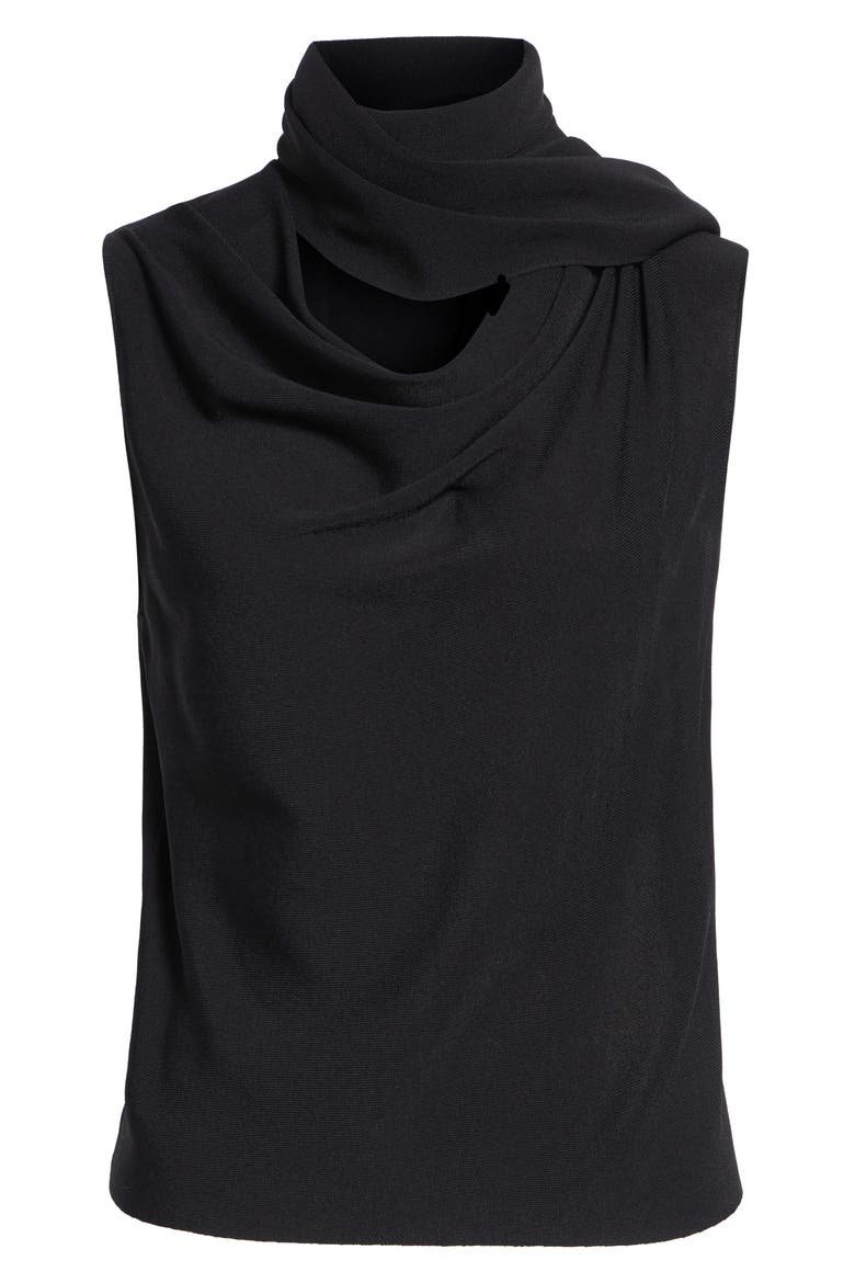 Tommy Scarf Neck Knit Top, Alternate, color, BLACK