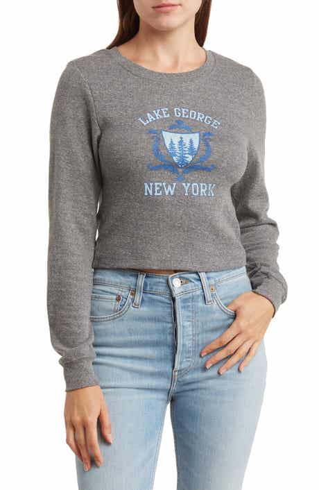 Hi Res Lake George New York Long Sleeve Crop T-Shirt