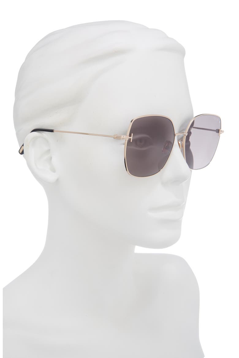 59mm Square Gradient Sunglasses, Alternate, color, SHINY ROSE GOLD / SMOKE