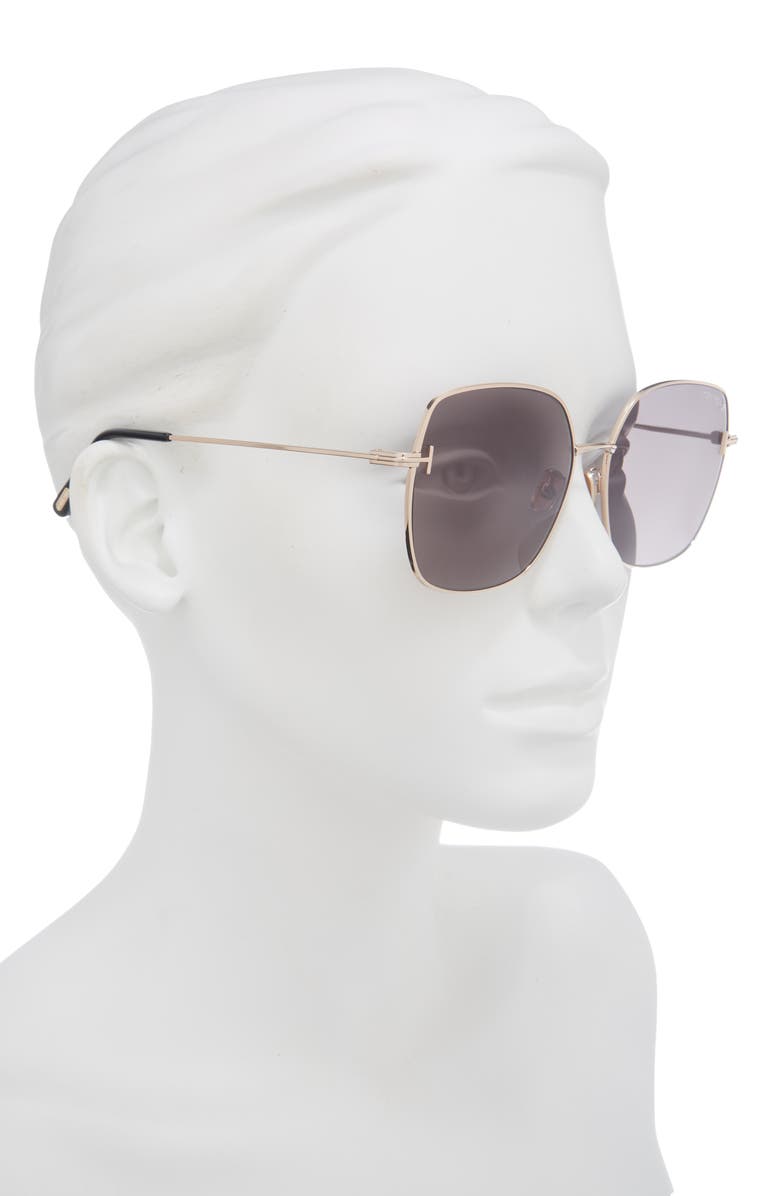 TOM FORD 59mm Square Gradient Sunglasses, Alternate, color, Shiny Rose Gold / Smoke