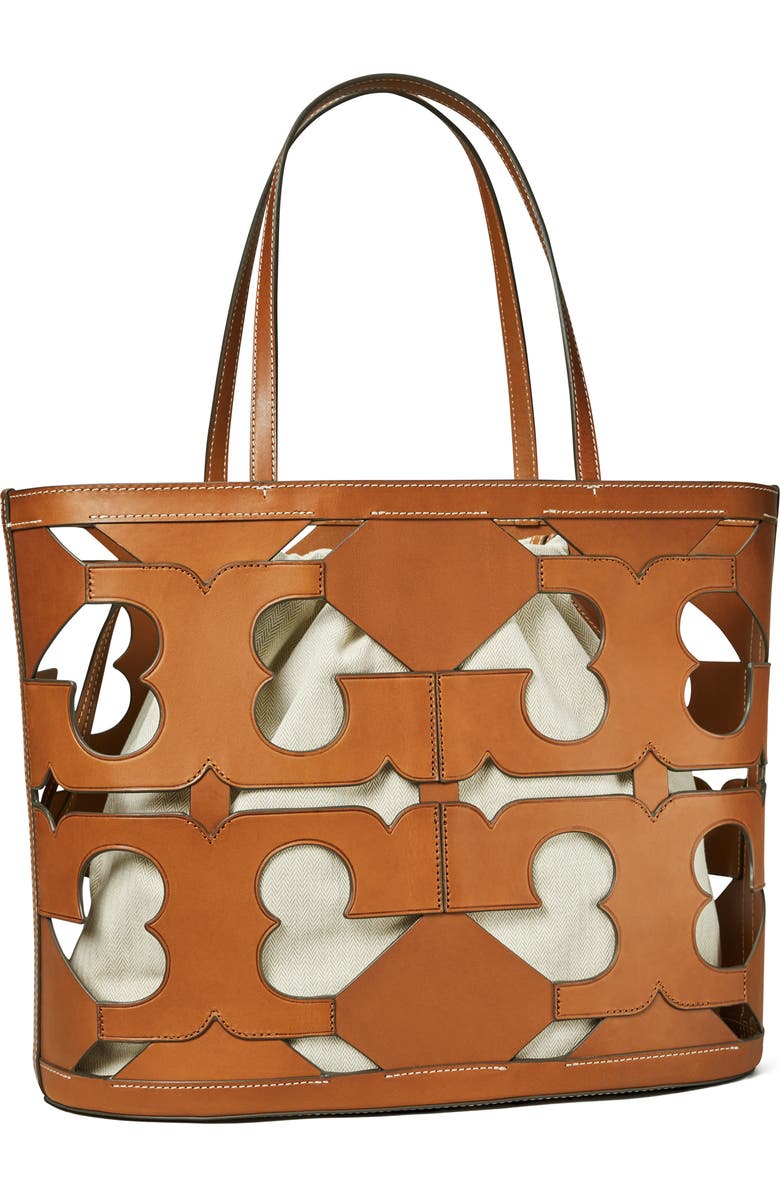 Tory Burch Ella Leather Cutout Logo Tote, Alternate, color,