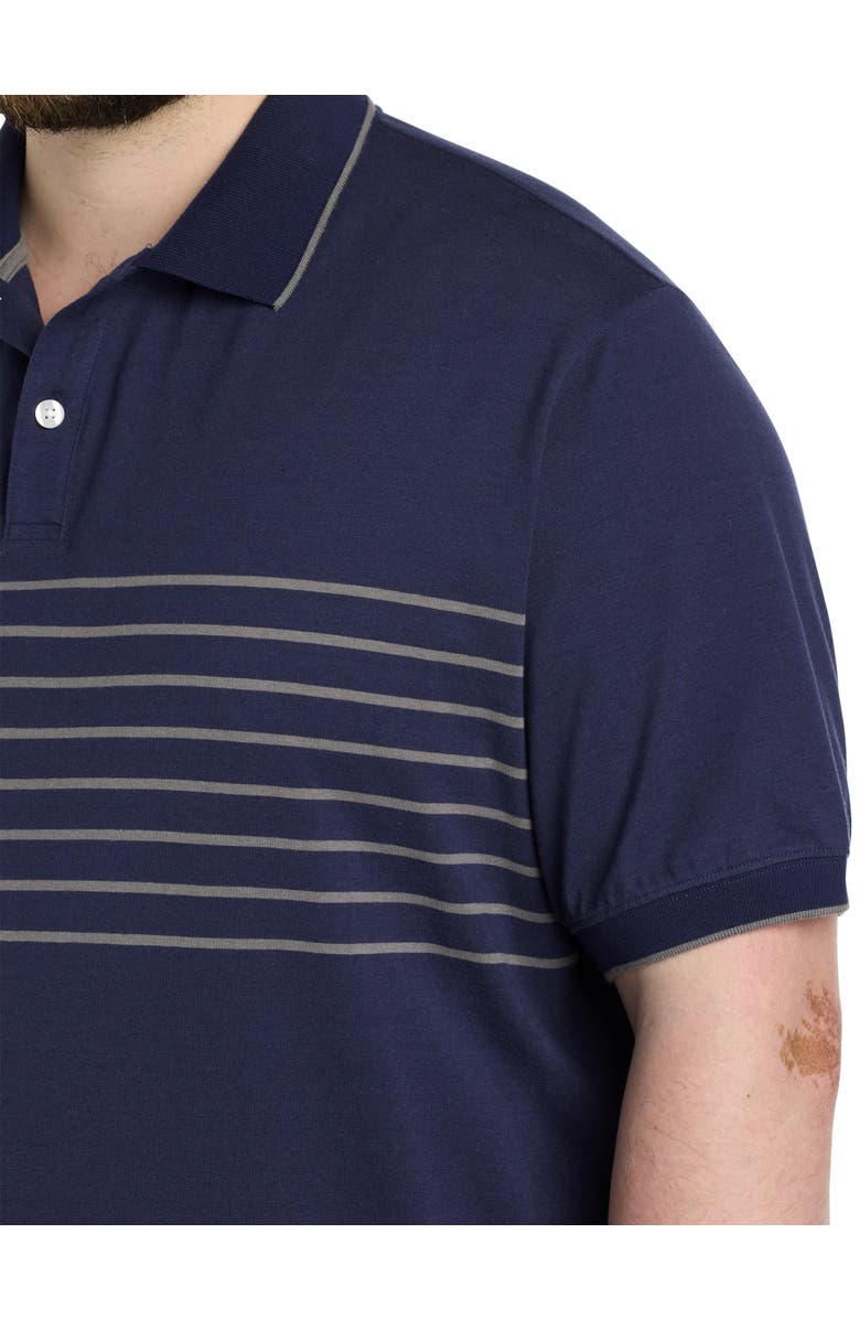 Harbor Bay by DXL Chest-Striped Polo Shirt, Alternate, color, Blue Grey