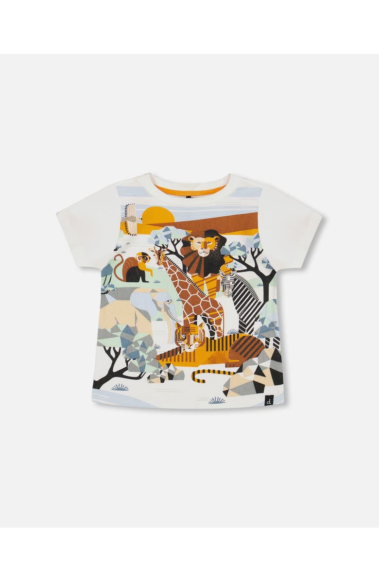 Deux par Deux Boy's Organic Cotton T-Shirt With Print Off White, Main, color, 
