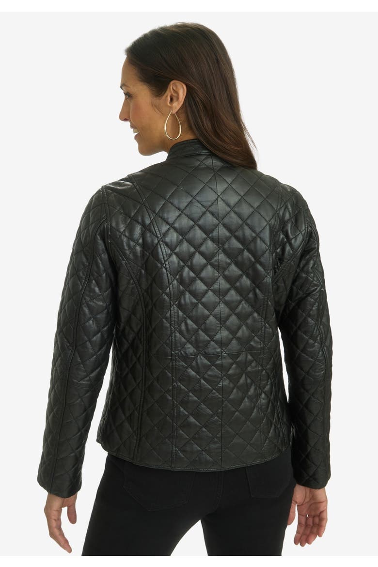 Leather Quilted Jacket, Alternate, color, BLACK