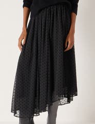 Hush Asymmetrical Flocked Spot Skirt