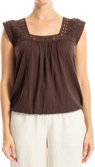 MAX STUDIO Open Stitch Square Neck Top