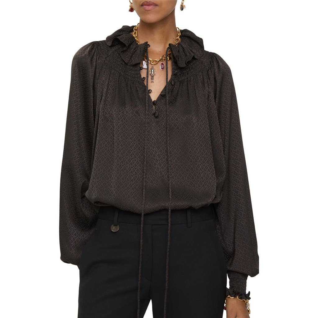 Burberry Geometric Silk Blouse In Brown