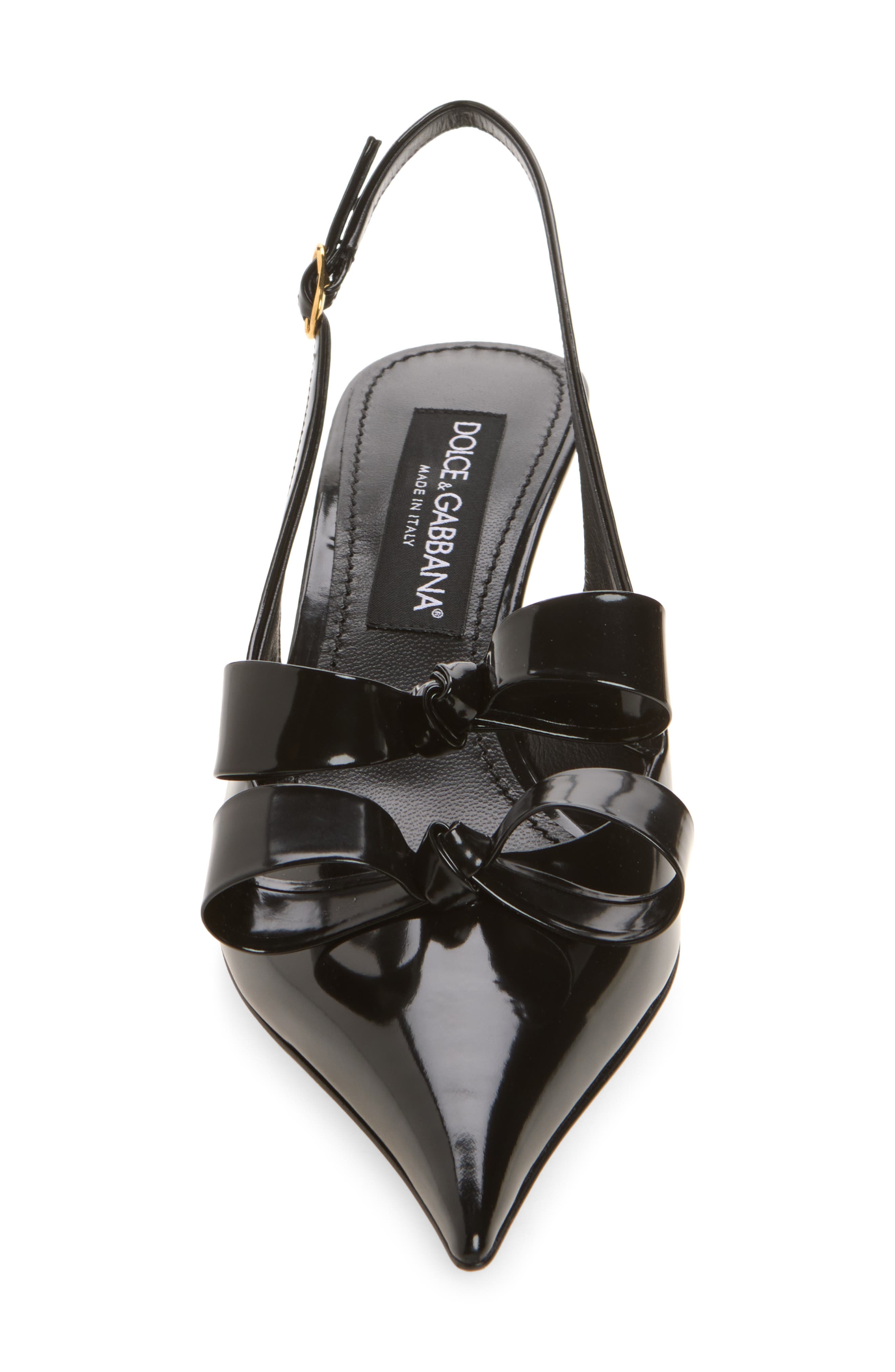 Coeur Bow Pointed Toe Slingback Pump, Alternate, color, NERO