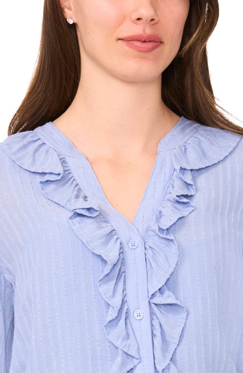 Halogen ® Ruffle Placket Stripe Button-up Shirt In Blue