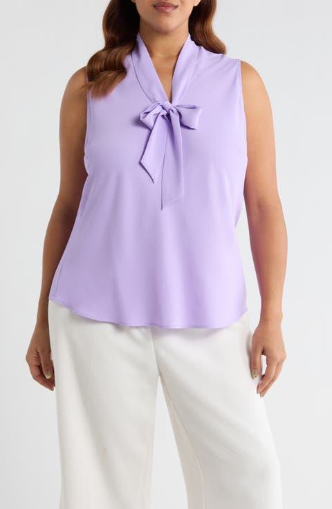 Sleeveless Tie Front Top (Plus)