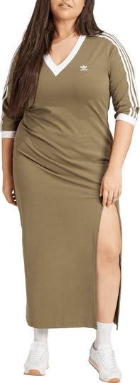 adidas Originals Adicolor 3-Stripes V-Neck Maxi Dress