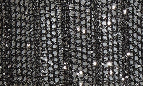 Alaïa Sequin Open Stitch Sleeveless Skater Dress In Noir/argent