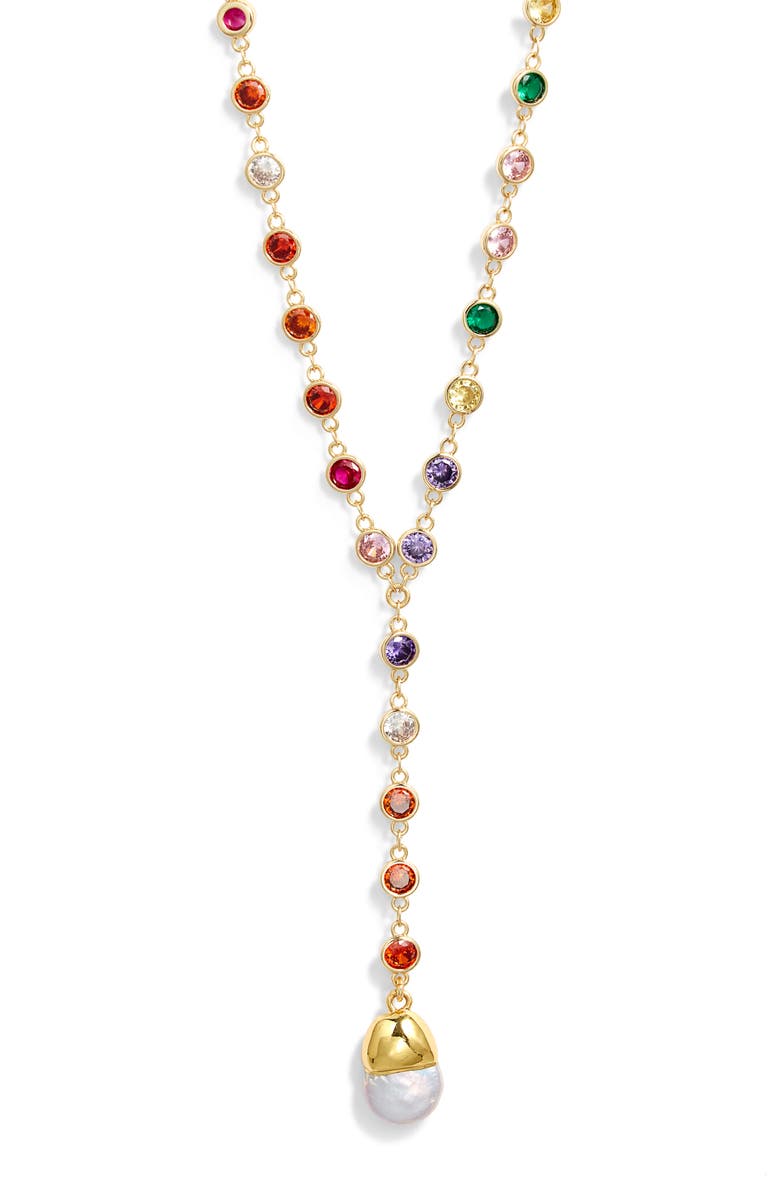 VIDAKUSH Rainbow Drop Y-Necklace, Main, color, Gold/ Multi