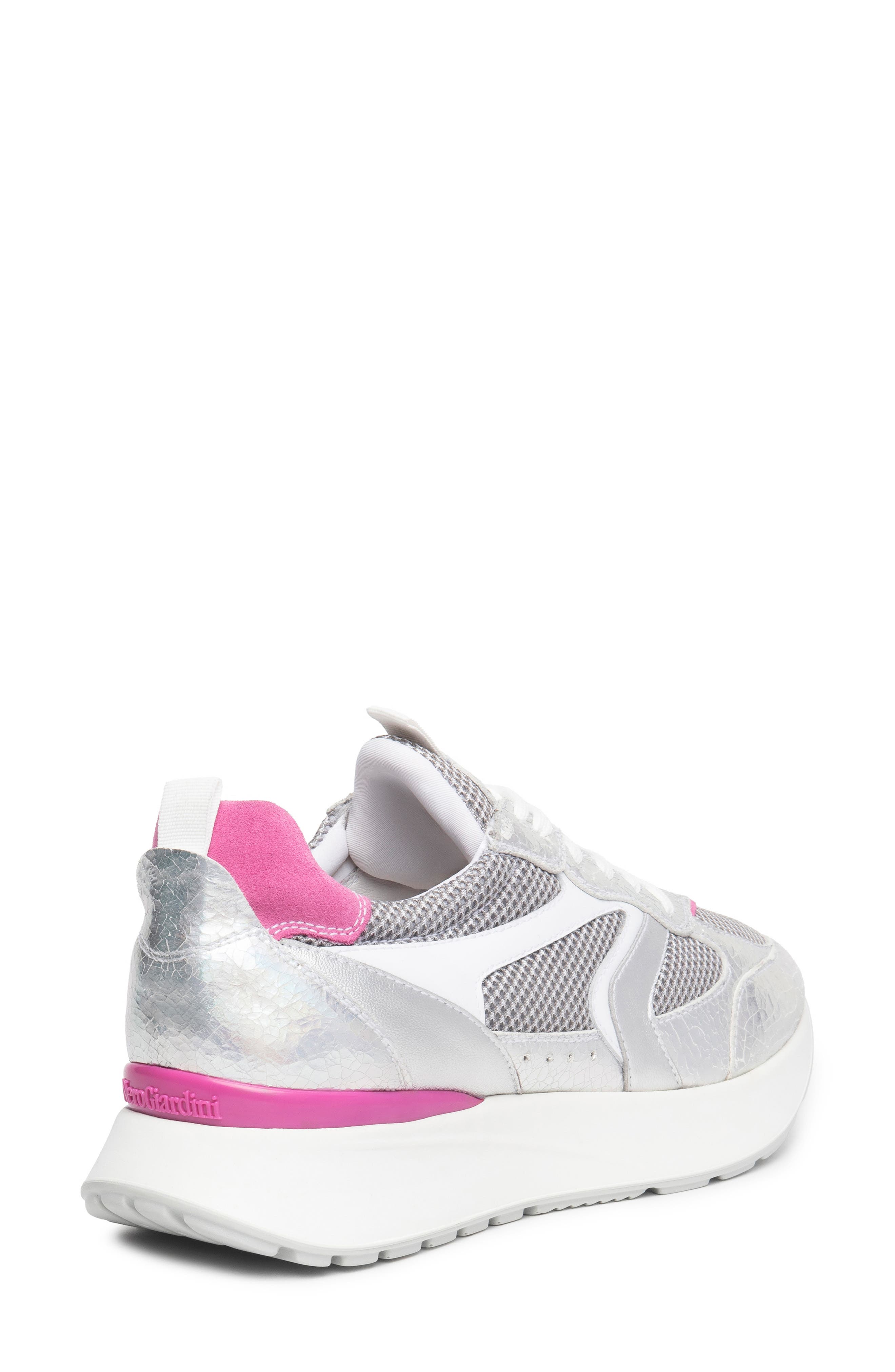 NeroGiardini Metallic Platform Sneaker, Alternate, color, Silver/ Pink